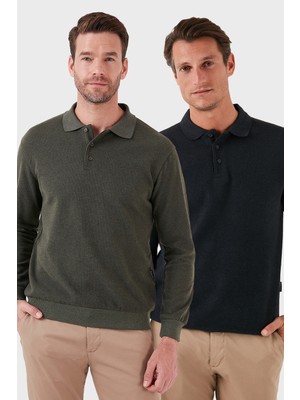 Buratti Pamuk Karışımlı Regular Fit 2'li Paket Polo Yaka Kazak Erkek Polo Yaka Kazak 456223S2