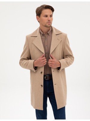 Pierre Cardin Erkek Kahverengi Yün Karışımlı Balıksırtı Palto 50312684-VR052