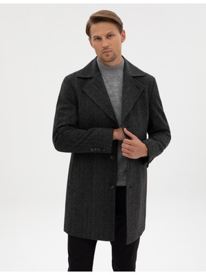 Pierre Cardin Erkek Antrasit Yün Karışımlı Balıksırtı Palto 50312684-VR006