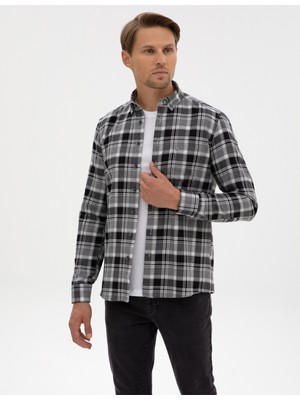 Pierre Cardin Erkek Siyah Oduncu Ekose Regular Fit Uzun Kollu Gömlek 50312356-VR046