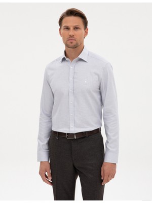Pierre Cardin Erkek Açık Lacivert Mikro Desenli Fashion Yaka Slim Fit Gömlek 50313798-VR059