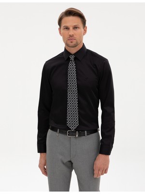Pierre Cardin Erkek Siyah Non Iron Kolay Ütülenebilir Slim Fit Gömlek 50315254-VR046