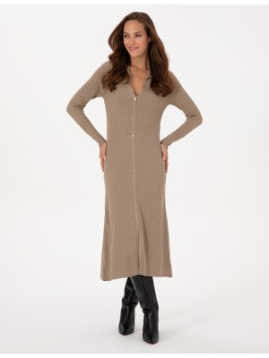 Pierre Cardin Kadın Bej A Kesim Triko Elbise 50308196-VR011