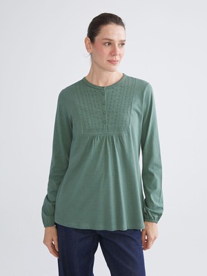 Lc Waikiki Yeni Sezon Bisiklet Yaka Nakışlı Bluz