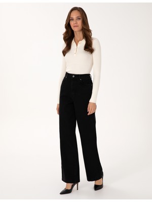 Pierre Cardin Kadın Siyah Loose Fit Jean Pantolon 50318043-VR046
