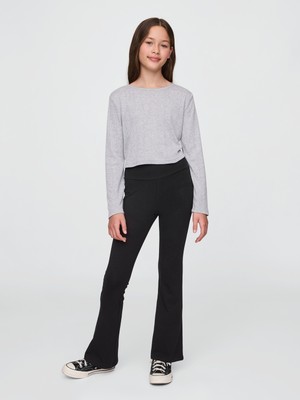Gap Kız Çocuk Siyah Organik Pamuk Flare Legging Tayt