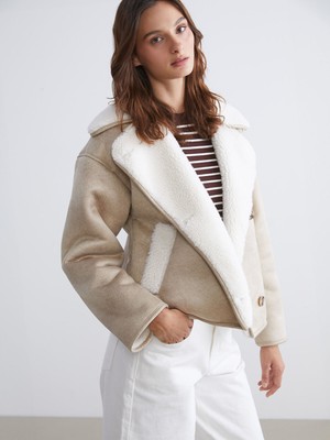 Lc Waikiki Yeni Sezon Biker Yaka Oversize Kadın Süet Mont