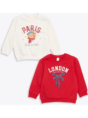 Lc Waikiki Yeni Sezon Kurdele Detaylı Kız Çocuk Kalın Sweatshirt 2'li