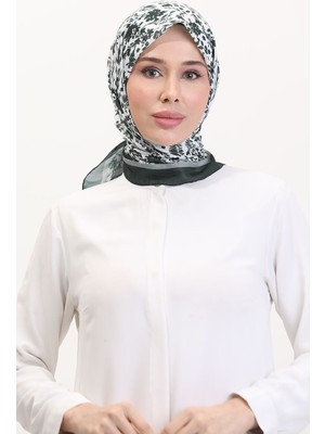 Desenli Soft Eşarp 70261-08 Koyu Yeşil Gri