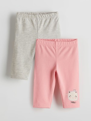 Lc Waikiki Yeni Sezon Bisiklet Yaka Baskılı Kız Çocuk Tayt 2'li