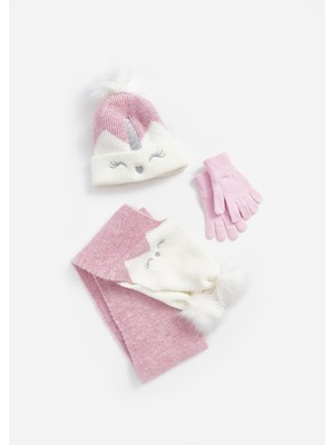 Lc Waikiki Yeni Sezon Ponpon Detaylı Kız Çocuk Atkı Bere ve Eldiven