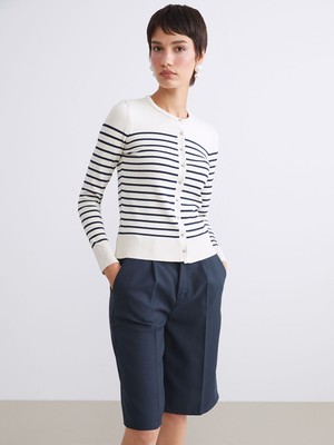 Lc Waikiki Yeni Sezon Bisiklet Yaka Çizgili Kadın Triko Hırka