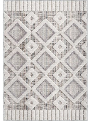 Venezia Geometrik Beyaz Polyester ve Pamuklu Yıkanabilir Kaydırmaz Taban Dijital Baskı Halı