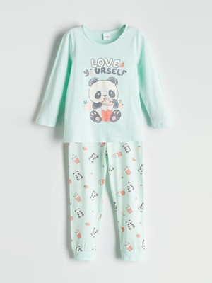 Lc Waikiki Yeni Sezon Bisiklet Yaka Baskılı Uzun Kollu Kız Çocuk Pijama Takımı