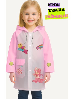 Pembe Kendin Tasarla Kız Çocuk Yağmurluk