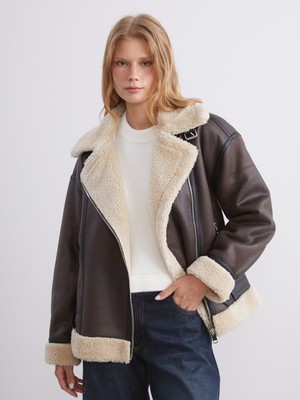 Lc Waikiki Yeni Sezon Biker Yaka Oversize Kadın Süet Mont