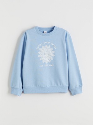 Lc Waikiki Yeni Sezon Bisiklet Yaka Baskılı Kız Çocuk Sweatshirt