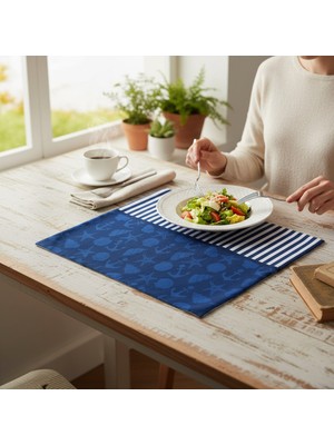 Dekorince Marin Dikdörtgen Amerikan Servis Çift Taraflı  2 Li Paket