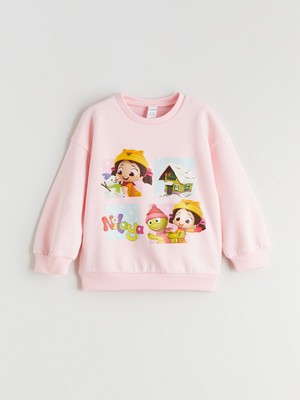 Lc Waikiki Yeni Sezon Bisiklet Yaka Niloya Baskılı Kız Çocuk Sweatshirt