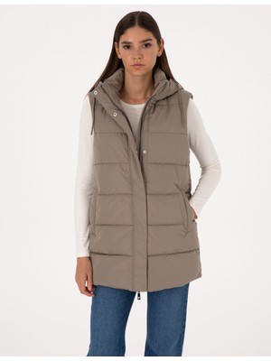 Pierre Cardin Kadın Vizon Çıkarılabilir Kapüşonlu Yelek 50309044-VR052