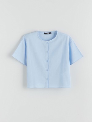 Lc Waikiki Yeni Sezon Bisiklet Yaka Dokulu Kız Çocuk Gömlek