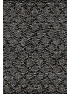 Alcaraz Geometrik Antrasit Polyester ve Pamuklu Yıkanabilir Kaydırmaz Taban Dijital Baskı Halı