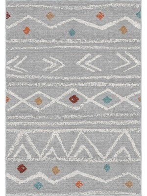 Sarria Geometrik Gri Polyester ve Pamuklu Yıkanabilir Kaydırmaz Taban Dijital Baskı Halı