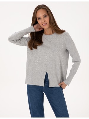 Pierre Cardin Kadın Gri Melanj Regular Fit Kazak 50310926-VR086