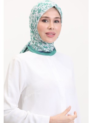 Desenli Soft Eşarp 70261-11 Yeşil Lacivert