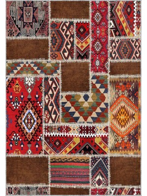 Aren Halı Antoni Patchwork Multi Polyester ve Pamuklu Yıkanabilir Kaydırmaz Taban Dijital Baskı Halı