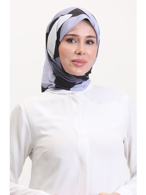 Desenli Soft Eşarp 70246-08 Beyaz Gri