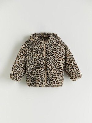 Lc Waikiki Yeni Sezon Leopar Desenli Kız Çocuk Pelüş Mont