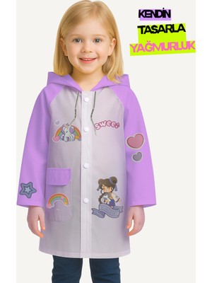 Pembe Kendin Tasarla Kız Çocuk Yağmurluk