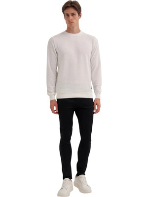 Slim Fit Ince Çizgili Ottoman Pamuk Karışımlı SWEATSHIRT-52470