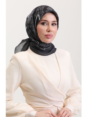 Etnik Kehribar Eşarp 70279-04 Gri