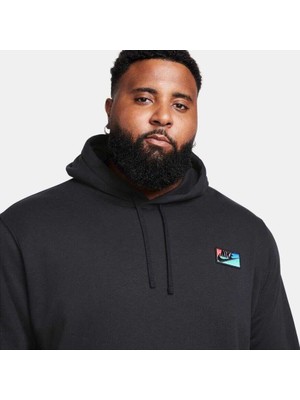 FB8439 010 Nike Club  Pullover Hoodie Patch Erkek Sweatshirt