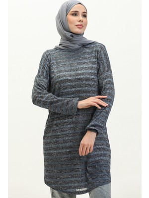 Yarasa Kol Çizgili Tunik 1658-01 Indigo