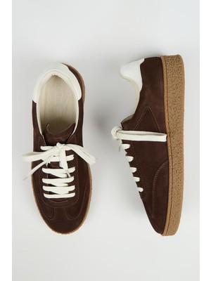 Krähe Palminteri 2 Erkek Hakiki Deri Bağcıklı Kahve-Ekru Sneakers