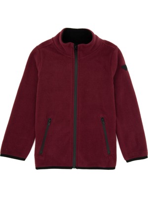 U.S. Polo Assn. Erkek Çocuk Bordo Örme Hırka 50313853-VR177 Poliester Kolsuz Tek Cepli Trend Stil