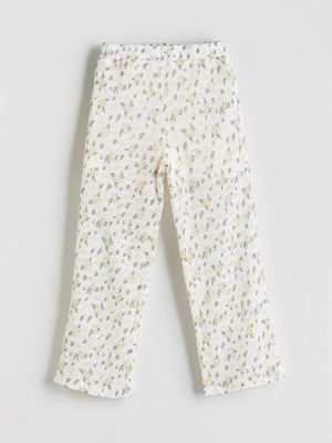 Lc Waikiki Yeni Sezon Beli Lastikli Çiçekli Ispanyol Paça Kız Çocuk Tayt