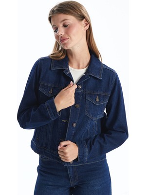 Lc Waikiki Yeni Sezon Gömlek Yaka Düz Uzun Kolu Kadın Jean Ceket