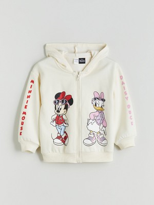 Lc Waikiki Yeni Sezon Minnie Mouse Baskılı Kapüşonlu Kız Çocuk Fermuarlı Sweathirt