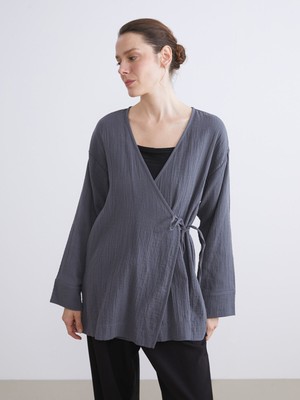 Lc Waikiki Yeni Sezon Kruvaze Yaka Dokulu Kadın Kimono