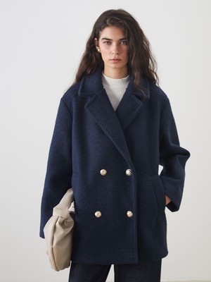 Lc Waikiki Yeni Sezon Kruvaze Yaka Oversize Kadın Kaşe Kaban