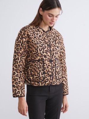 Lc Waikiki Yeni Sezon Bisiklet Yaka Leopar Desenli Kadın Mont