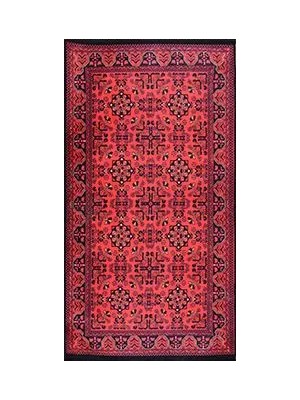 Aren Halı Siano Çerçeveli Kırmızı Polyester ve Pamuklu Kaydırmaz Tabanlı Dijital Baskı Halı