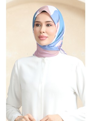 Desenli Soft Eşarp 70253-01 Pudra Indigo