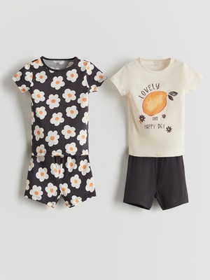 Lc Waikiki Yeni Sezon Bisiklet Yaka Kız Bebek Şortlu Pijama Takım 2'li