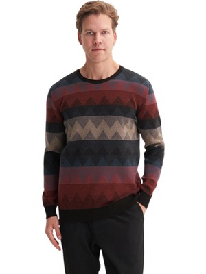  Vintage Soft Touch Slim Fit Bisiklet Yaka Desenli Kazak