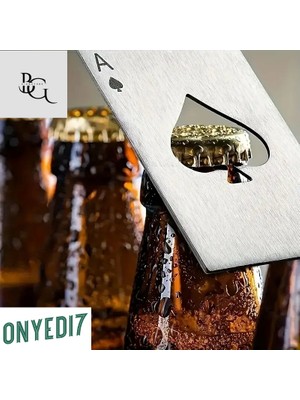 Gümüş Kart Şeklinde Metal Şişe Açacağı – Taşınabilir, Dayanıklı & Şık Tasarım - Maça As Kartı Açacak